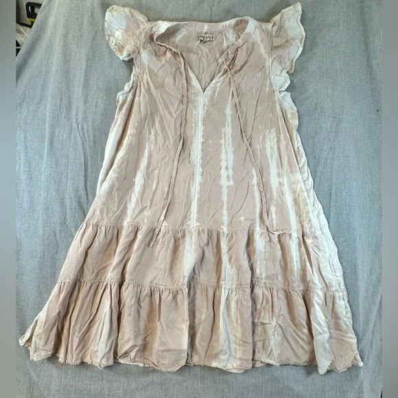 Knox Rose Beige and White Tie-Dye Dress - Picture 1 of 5